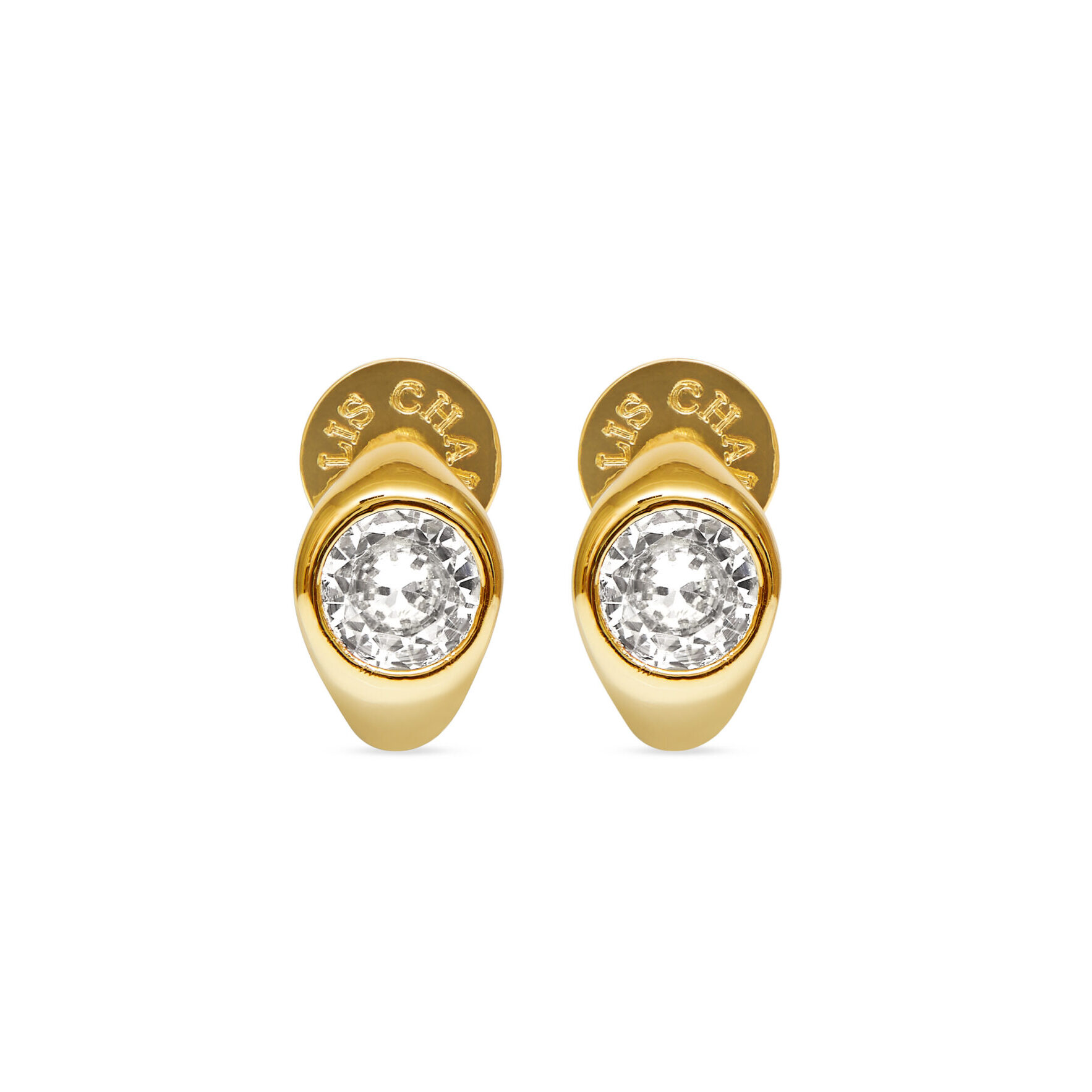 CZ Stud Huggie Earrings- Gold