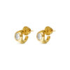 CZ Stud Huggie Earrings- Gold - Thumbnail Image 2