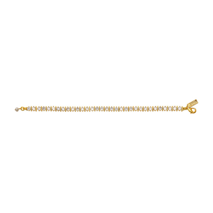 Straight Ridged Tennis Bracelet- Gold