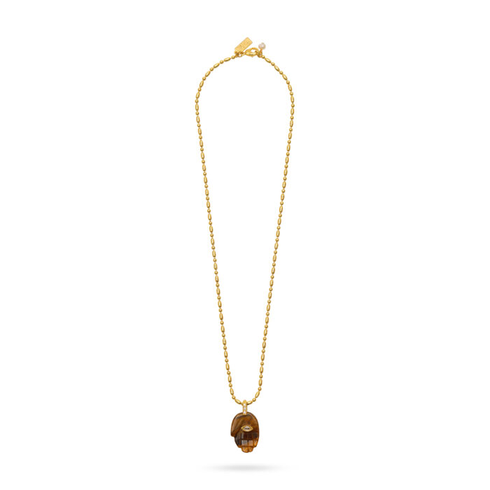 Hamsa Pendant Necklace- Tiger's Eye - Image 2