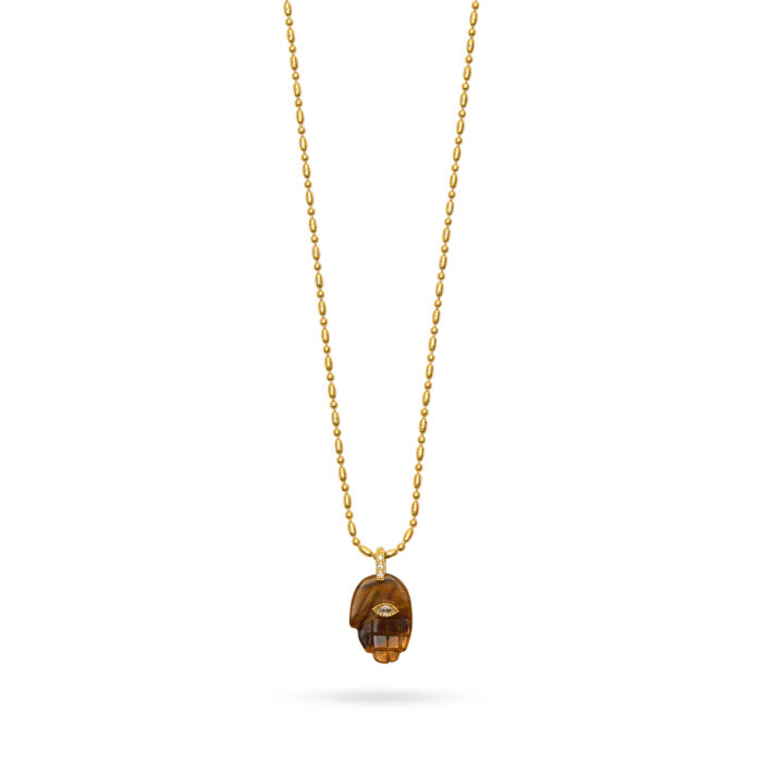 Hamsa Pendant Necklace- Tiger's Eye