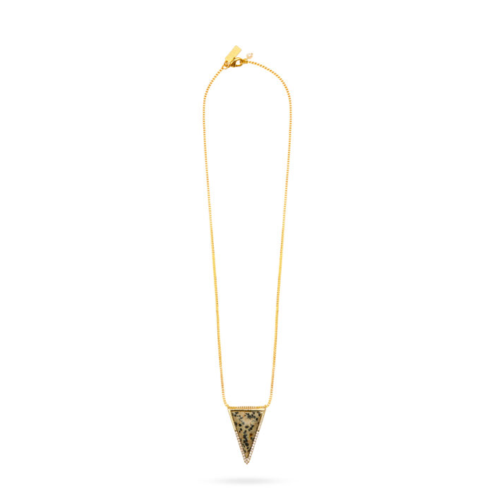 Triangle Pendant Necklace - Dalmatian Jasper - Image 2