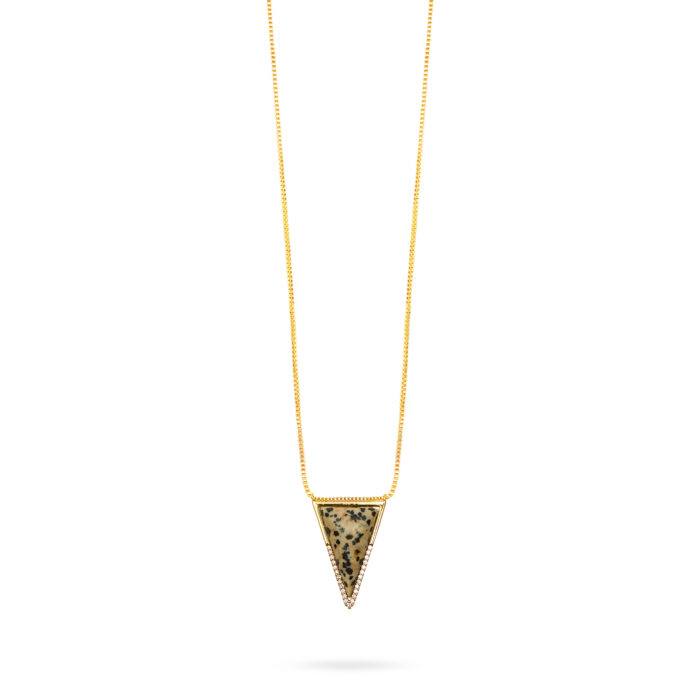 Triangle Pendant Necklace - Dalmatian Jasper