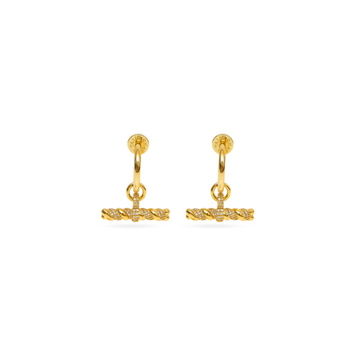 T- Bar Earrings- CZ - Image 2