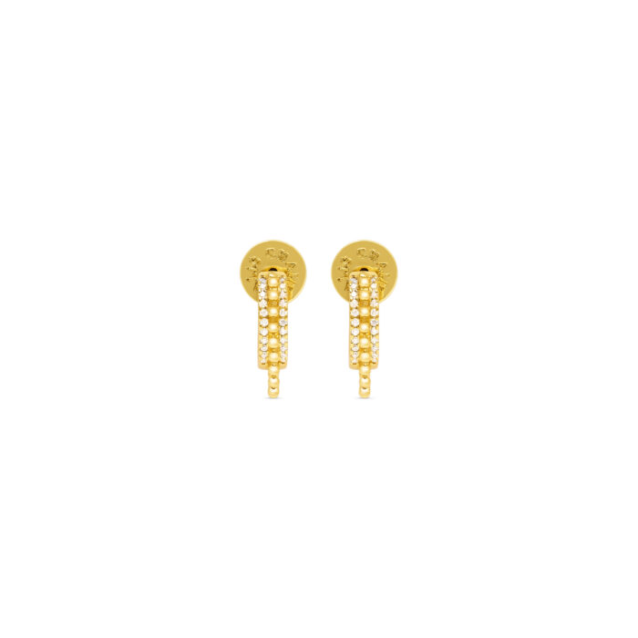 Ball Chain Huggies- Gold - Image 2