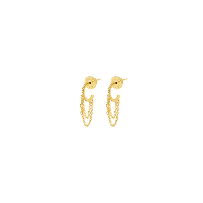 Waterfall Chain Huggies- Gold