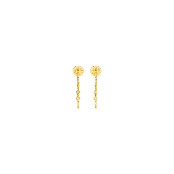 Waterfall Chain Huggies- Gold - Image 2