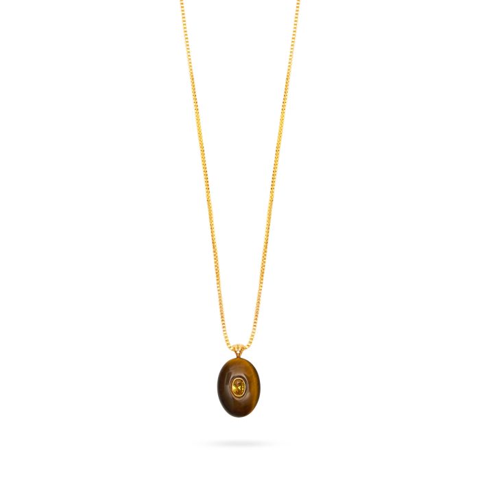 Oval Pendant Necklace- Tiger's Eye