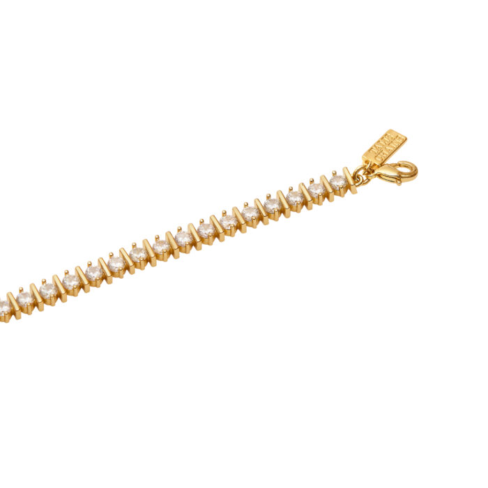 Straight Ridged Tennis Bracelet- Gold - Image 2