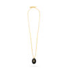 Oval Pendant Necklace- Black Agate/ Olive CZ - Thumbnail Image 2