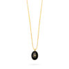 Oval Pendant Necklace- Black Agate/ Olive CZ - Thumbnail Image 1