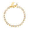 Straight Ridged Tennis Bracelet- Gold - Thumbnail Image 1