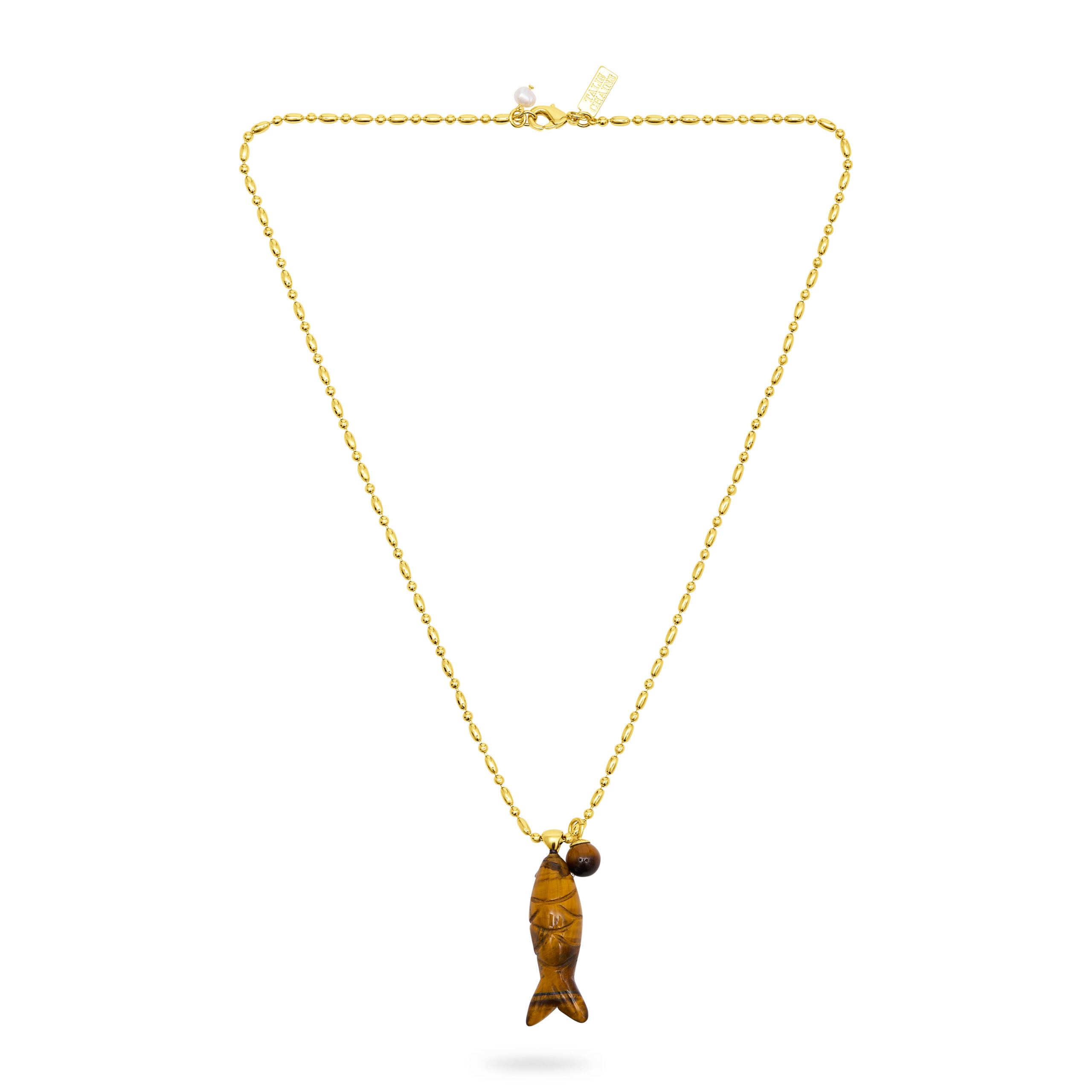 Happy Fish Pendant Necklace- Tiger's Eye - Image 2