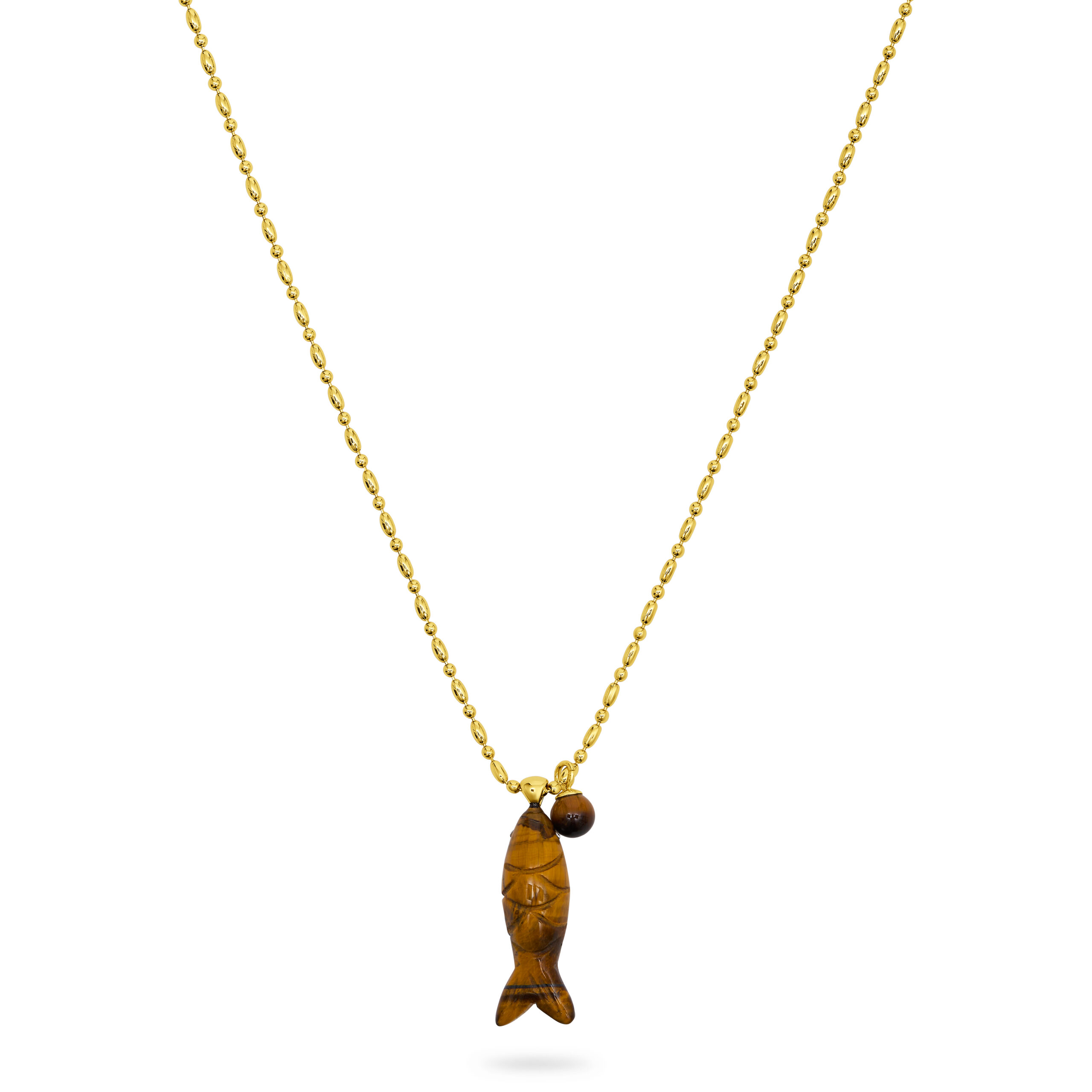 Happy Fish Pendant Necklace- Tiger's Eye