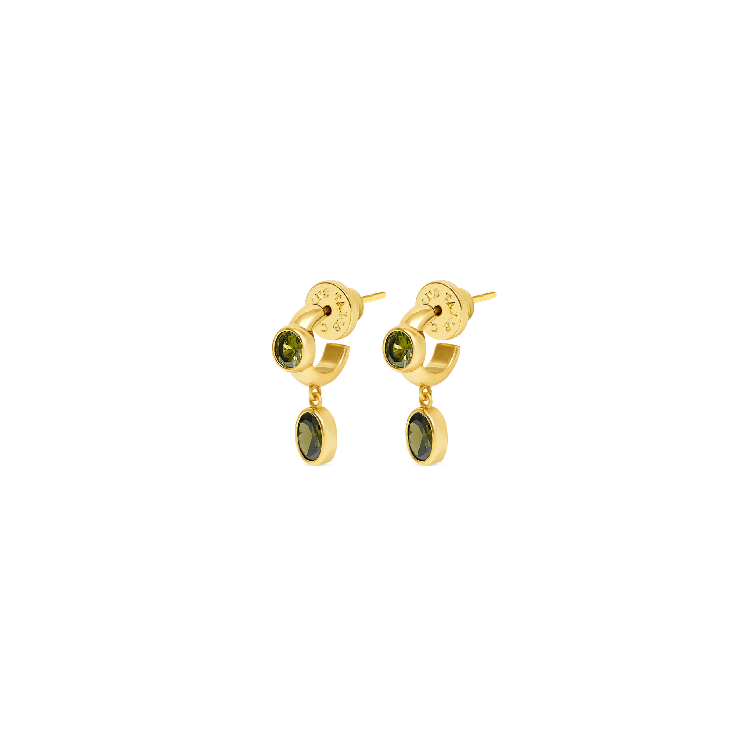 CZ One Drop Huggie Earrings- Navy - Image 2