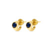 CZ Stud Huggie Earrings- Navy - Thumbnail Image 2