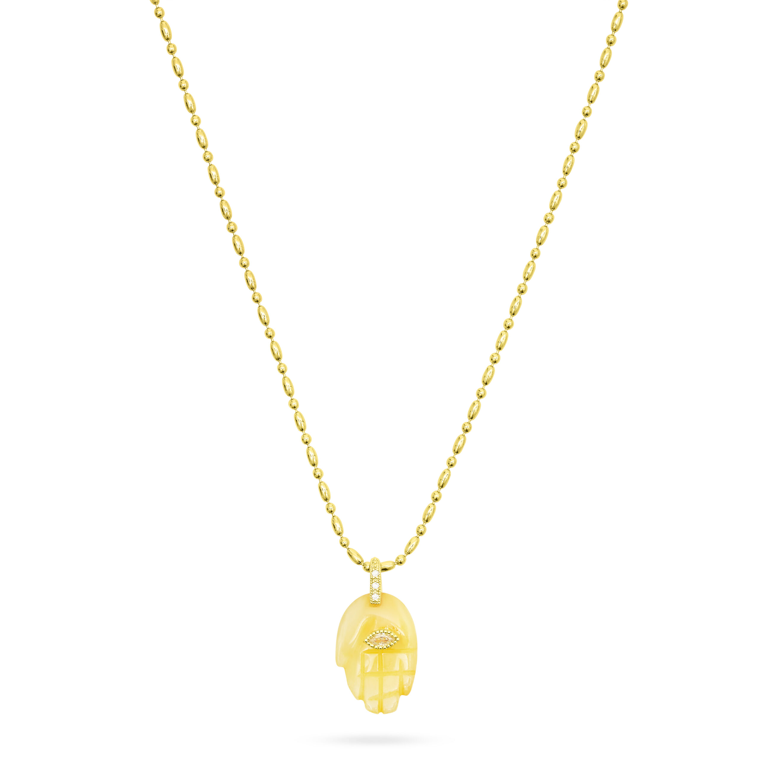 Protective Hand Pendant Necklace- Yellow Jade