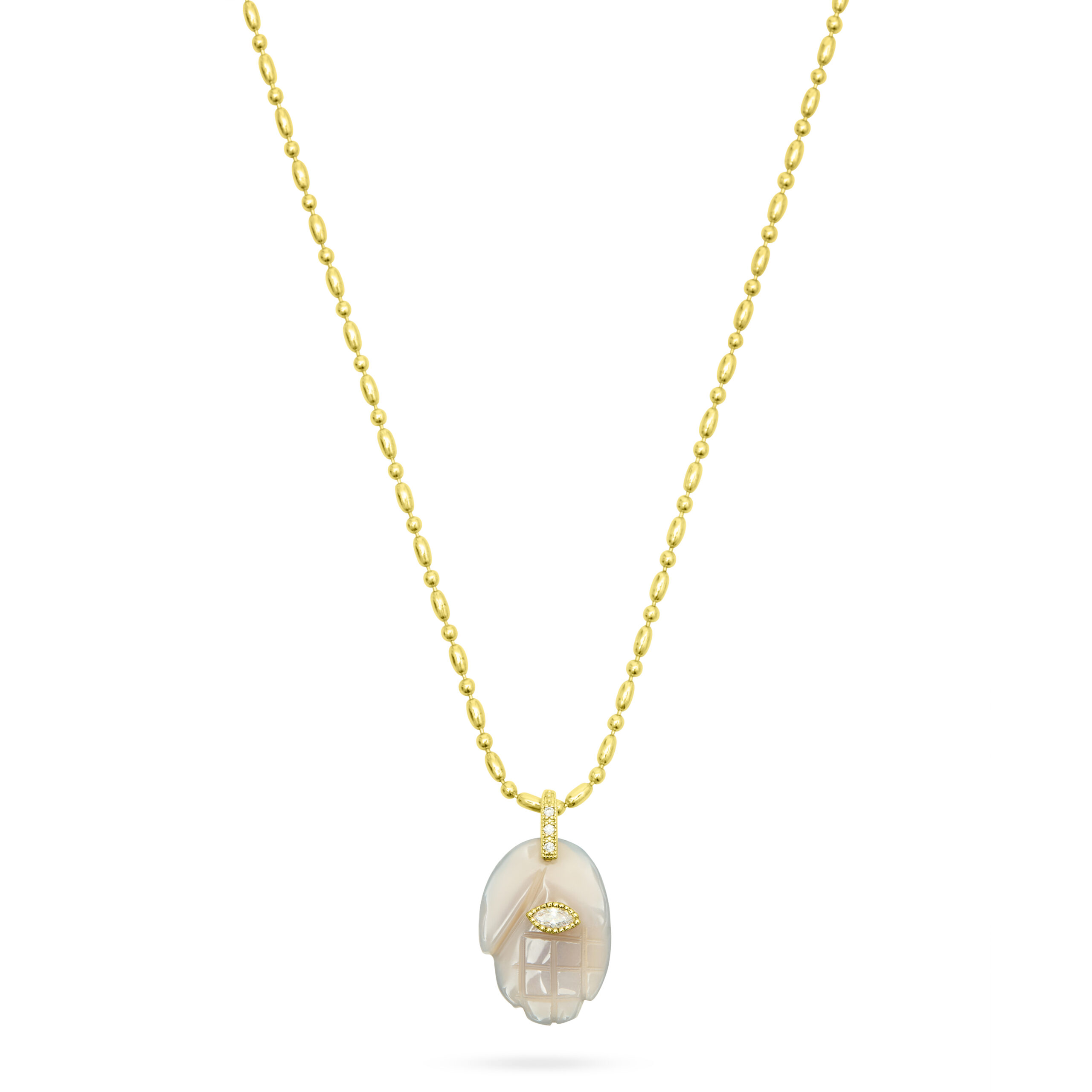 Protective Hand Pendant Necklace- Grey Agate