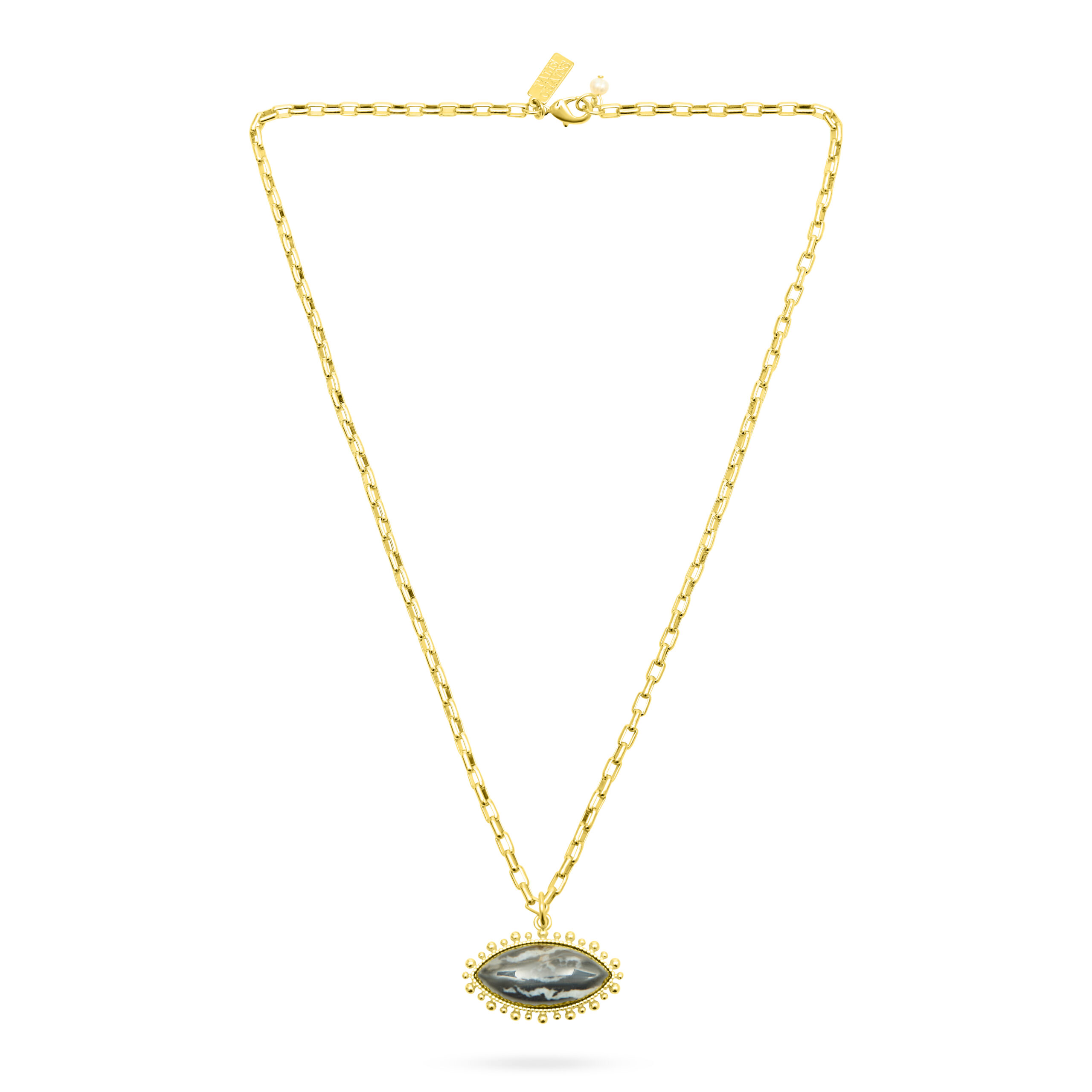 Black and White Zebra Eye Pendant Necklace - Image 2