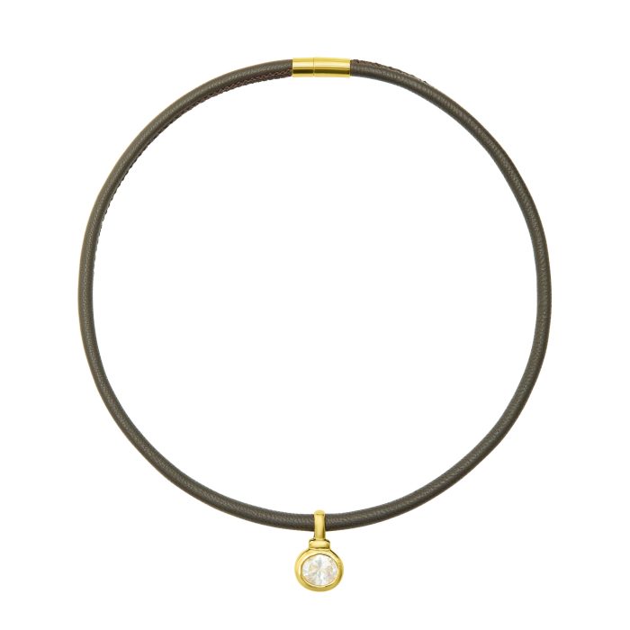 Leather Cord Choker- Cubic Zirconia