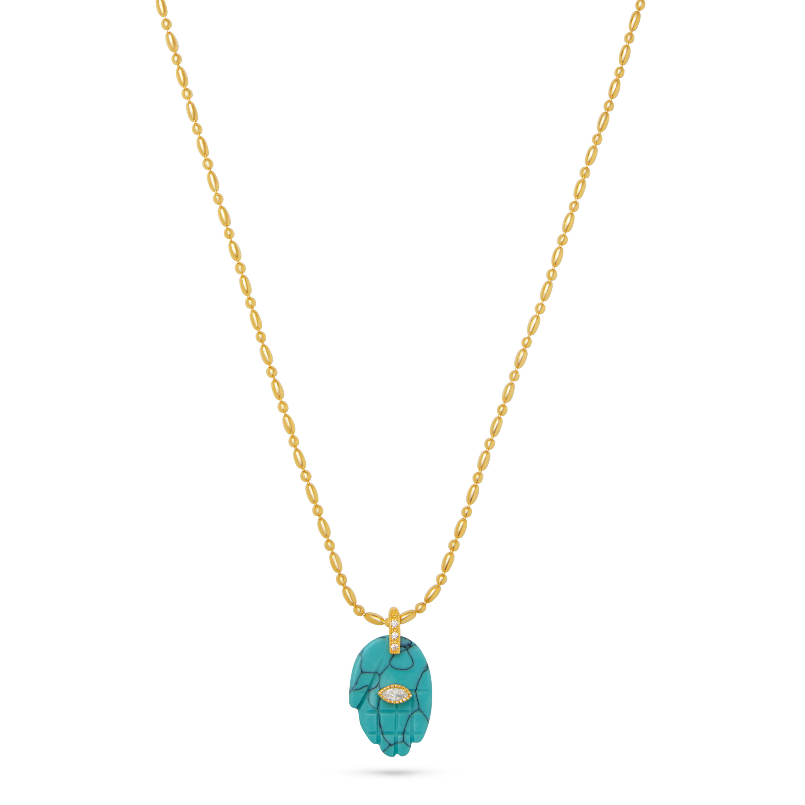 Protective Hand Pendant Necklace- Turquoise