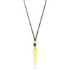 Fish Pendant On Waxed Leather Cord- Gold - Thumbnail Image 2